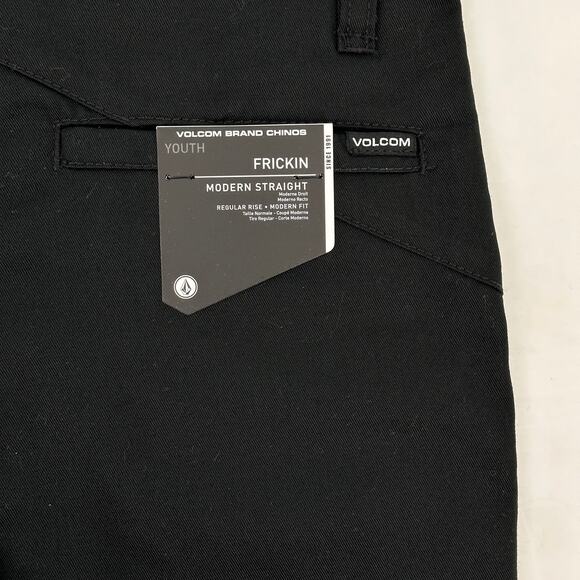 Volcom Frickin Solid Black Chino Shorts Boys Size 8 Small 24 7" Inseam - Picture 6 of 7